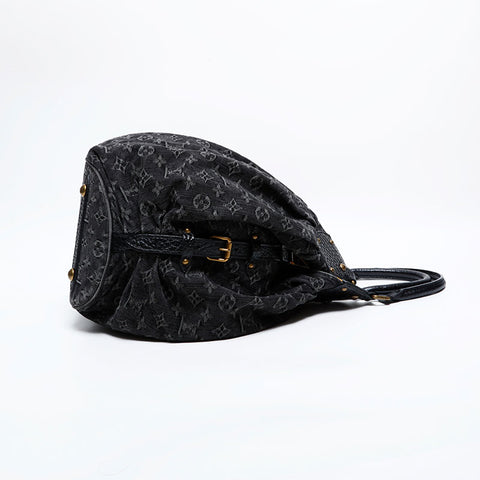 極美品 ルイ・ヴィトン LOUIS VUITTON 2007年製 モノグラムデニム XL ハンドバッグ ブラック WS22237