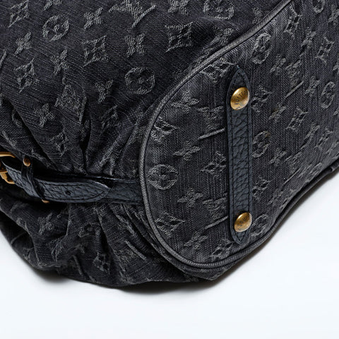 極美品 ルイ・ヴィトン LOUIS VUITTON 2007年製 モノグラムデニム XL ハンドバッグ ブラック WS22237