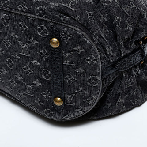 極美品 ルイ・ヴィトン LOUIS VUITTON 2007年製 モノグラムデニム XL ハンドバッグ ブラック WS22237