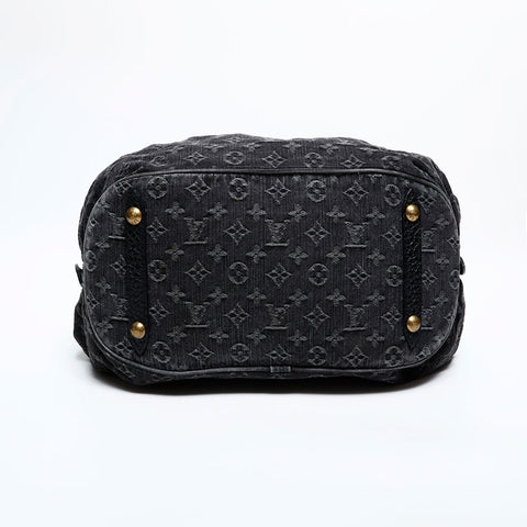 極美品 ルイ・ヴィトン LOUIS VUITTON 2007年製 モノグラムデニム XL ハンドバッグ ブラック WS22237