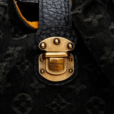 極美品 ルイ・ヴィトン LOUIS VUITTON 2007年製 モノグラムデニム XL ハンドバッグ ブラック WS22237