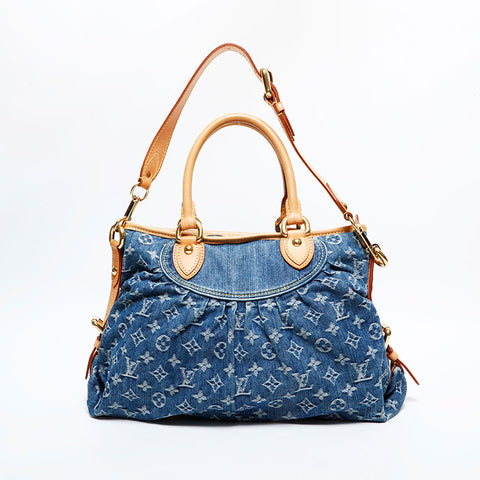 極美品 ルイ・ヴィトン LOUIS VUITTON 2007年製 モノグラムデニム ネオカヴィ MM ハンドバッグ ネイビー WS22238
