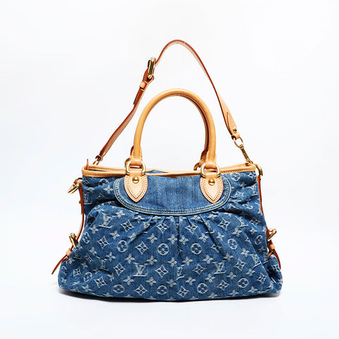 極美品 ルイ・ヴィトン LOUIS VUITTON 2007年製 モノグラムデニム ネオカヴィ MM ハンドバッグ ネイビー WS22238