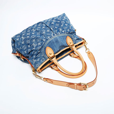 極美品 ルイ・ヴィトン LOUIS VUITTON 2007年製 モノグラムデニム ネオカヴィ MM ハンドバッグ ネイビー WS22238
