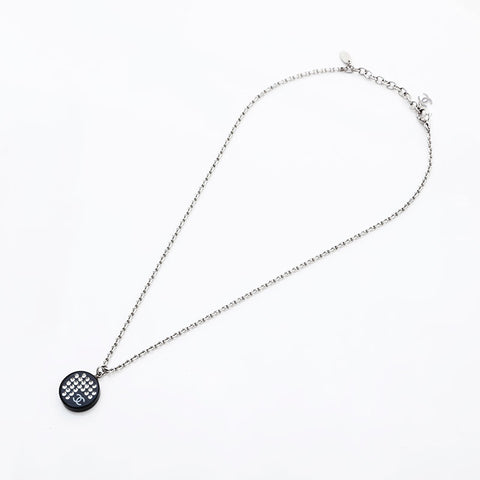 CHANEL 2005 COCO Mark Rhinestone Necklace Silver WS22246