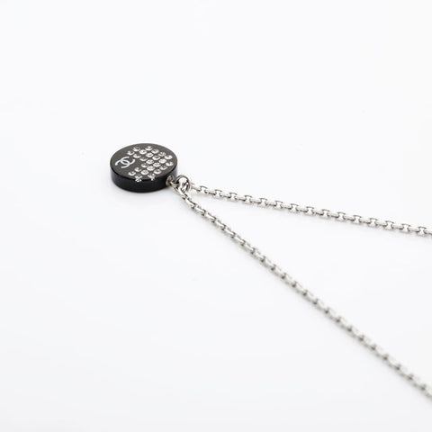 CHANEL 2005 COCO Mark Rhinestone Necklace Silver WS22246