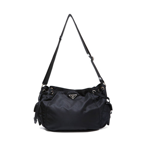 PRADA Nylon drawstring purse Shoulder Bag black WS22248