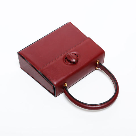 極美品 カルティエ CARTIER ミニ レザー マストドゥ ハンドバッグ レッド WS22250