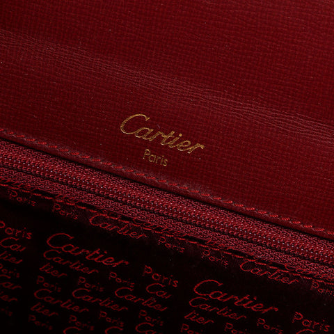 極美品 カルティエ CARTIER ミニ レザー マストドゥ ハンドバッグ レッド WS22250