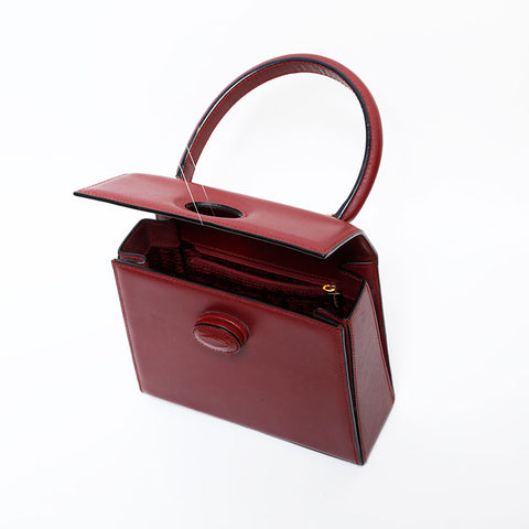 極美品 カルティエ CARTIER ミニ レザー マストドゥ ハンドバッグ レッド WS22250