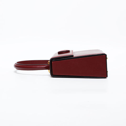 極美品 カルティエ CARTIER ミニ レザー マストドゥ ハンドバッグ レッド WS22250