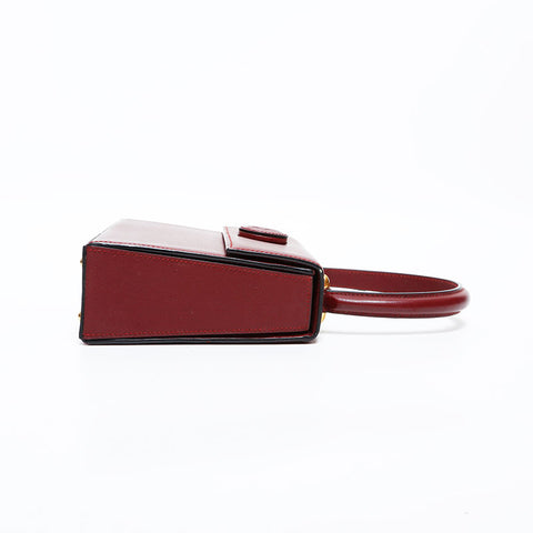 極美品 カルティエ CARTIER ミニ レザー マストドゥ ハンドバッグ レッド WS22250
