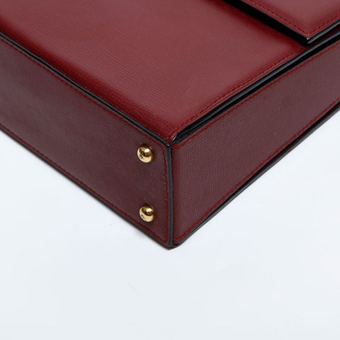 極美品 カルティエ CARTIER ミニ レザー マストドゥ ハンドバッグ レッド WS22250