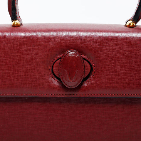 極美品 カルティエ CARTIER ミニ レザー マストドゥ ハンドバッグ レッド WS22250