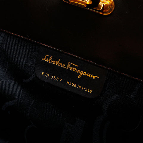 サルヴァトーレフェラガモ Salvatore Ferragamo レザー ガンチーニ ショルダーバッグ ブラウン WS22251
