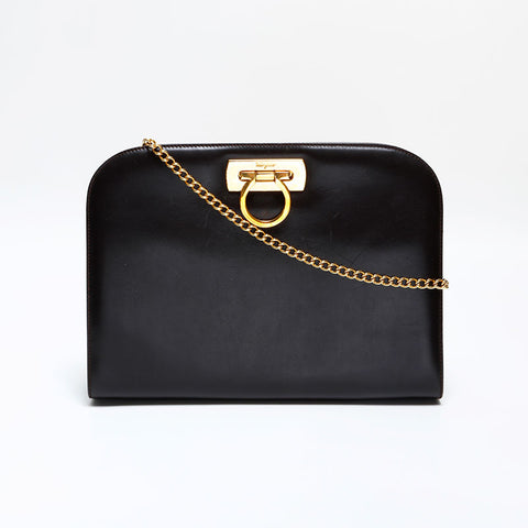 サルヴァトーレフェラガモ Salvatore Ferragamo レザー ガンチーニ ショルダーバッグ ブラウン WS22251