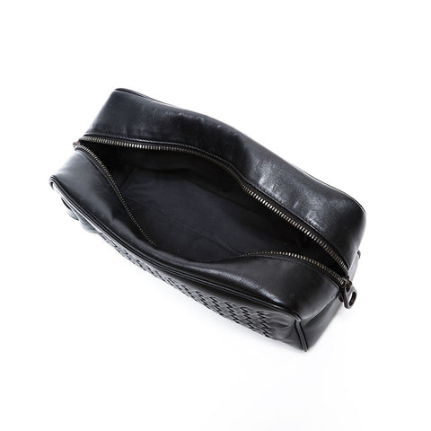 極美品 ボッテガヴェネタ BOTTEGAVENETA イントレチャート オーガナイザー ハンドバッグ クラッチバッグ ブラック WS22252