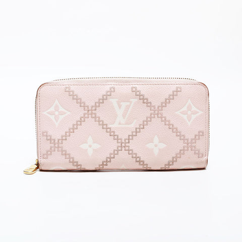 ルイ・ヴィトン LOUIS VUITTON ジッピー・ウォレット モノグラムアンプラント レザー 長財布 ピンク WS22258