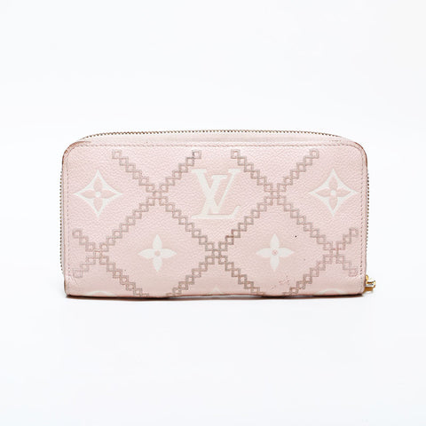 ルイ・ヴィトン LOUIS VUITTON ジッピー・ウォレット モノグラムアンプラント レザー 長財布 ピンク WS22258