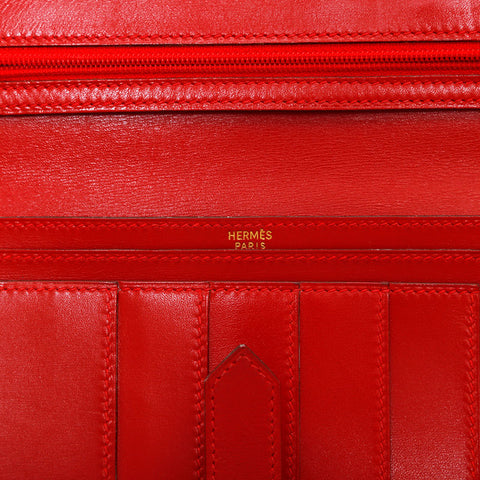 エルメス HERMES ベアン レザー 長財布 レッド WS22261