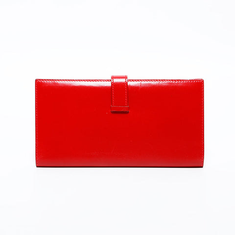 エルメス HERMES ベアン レザー 長財布 レッド WS22261