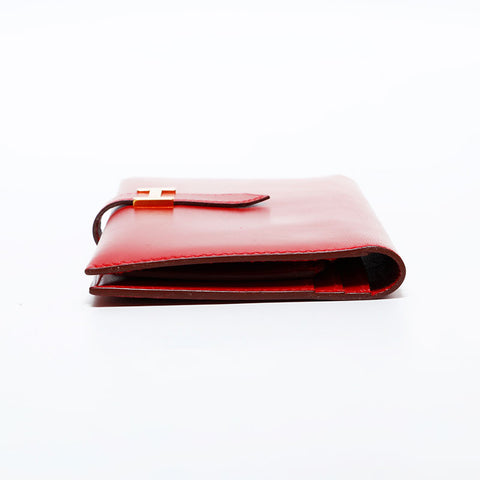 エルメス HERMES ベアン レザー 長財布 レッド WS22261