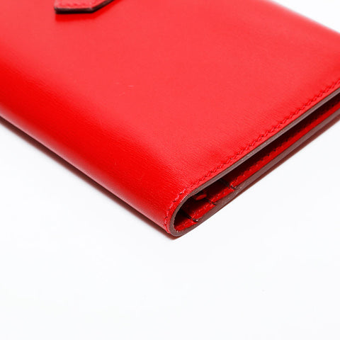 エルメス HERMES ベアン レザー 長財布 レッド WS22261
