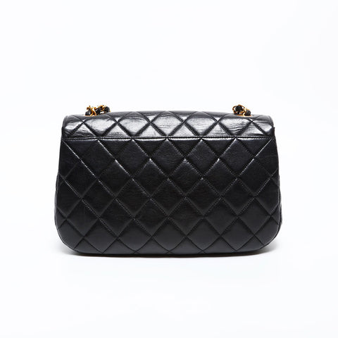 CHANEL No. 3 1994-1996 小羊皮菱形翻盖单肩包黑色 WS22268