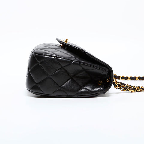 CHANEL No. 3 1994-1996 Lambskin Matelasse Flap Shoulder Bag black WS22268