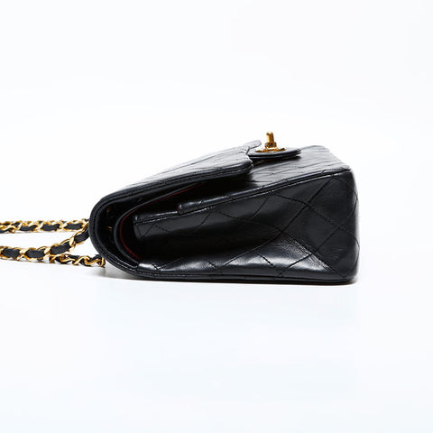 CHANEL Lambskin Matelasse 9.8" Double Flap Chain Bag, No. 1, 1989-1991 Shoulder Bag black WS22270