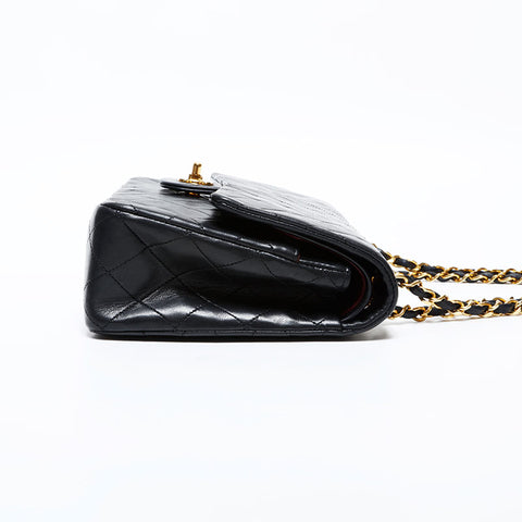 CHANEL Lambskin Matelasse 9.8" Double Flap Chain Bag, No. 1, 1989-1991 Shoulder Bag black WS22270