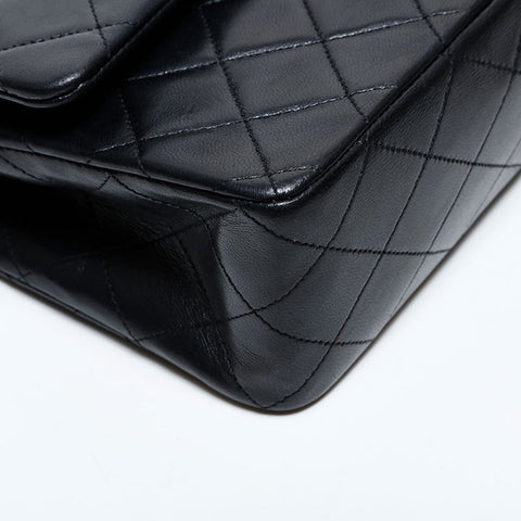 CHANEL Lambskin Matelasse 9.8" Double Flap Chain Bag, No. 1, 1989-1991 Shoulder Bag black WS22270