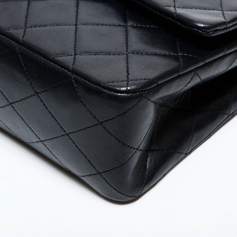 CHANEL Lambskin Matelasse 9.8" Double Flap Chain Bag, No. 1, 1989-1991 Shoulder Bag black WS22270