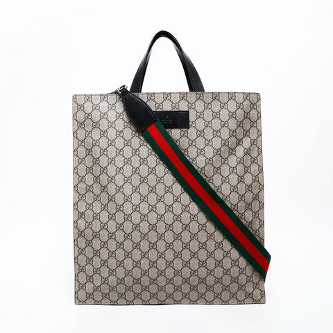 GUCCI GG Supreme PVC 2way Handbag beige WS22273