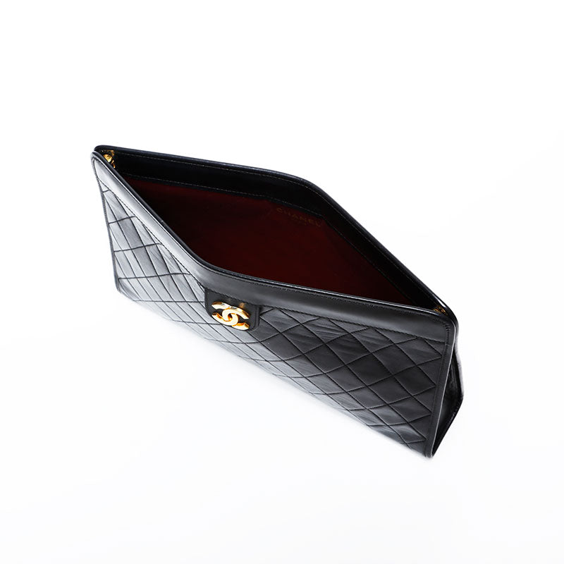 極美品♡ラムスキン  マトラッセ ブラック　クラッチバッグ　ハンドバッグ 極美品 シャネル CHANEL ラムスキン マトラッセ クラッチバッグ