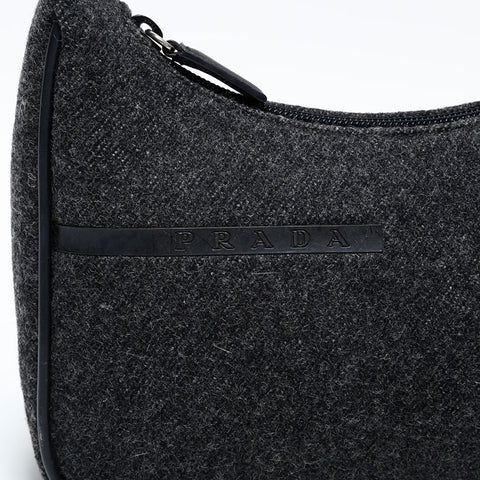 PRADA Wool Sport Hobo Handbag gray WS22286