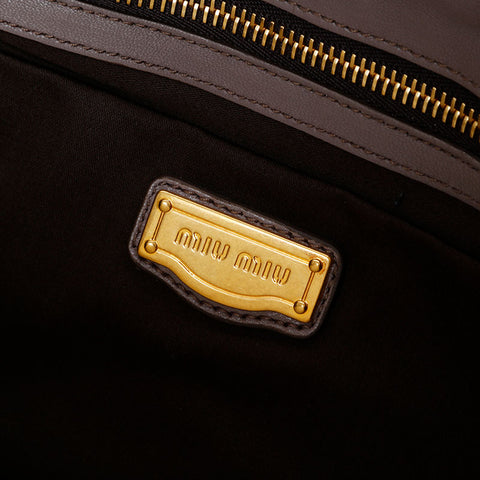 Miu Miu Matelasse Leather 2way Handbag gray WS22288