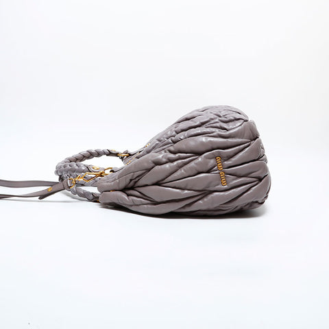 Miu Miu Matelasse Leather 2way Handbag gray WS22288