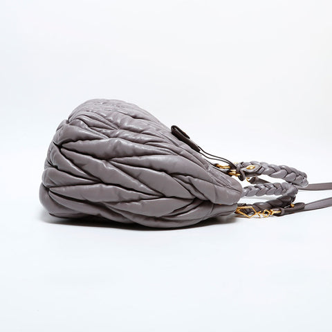 Miu Miu Matelasse Leather 2way Handbag gray WS22288