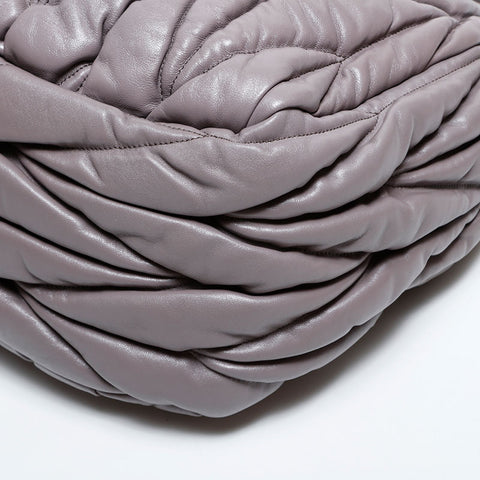 Miu Miu Matelasse Leather 2way Handbag gray WS22288