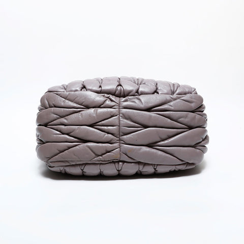 Miu Miu Matelasse Leather 2way Handbag gray WS22288
