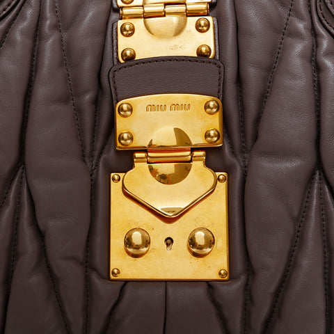 Miu Miu Matelasse Leather 2way Handbag gray WS22288