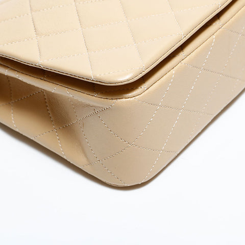 CHANEL No. 1 1986-1988 Lambskin Matelasse Full Flap 9.1" Shoulder Bag beige WS22290