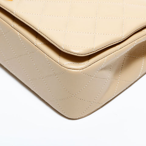 CHANEL No. 1 1986-1988 Lambskin Matelasse Full Flap 9.1" Shoulder Bag beige WS22290