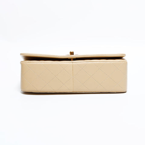 CHANEL No. 1 1986-1988 Lambskin Matelasse Full Flap 9.1" Shoulder Bag beige WS22290