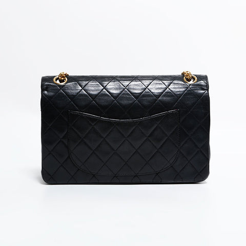 CHANEL Double Flap Matelasse Lambskin Timeless 9.8" Shoulder Bag black WS22291