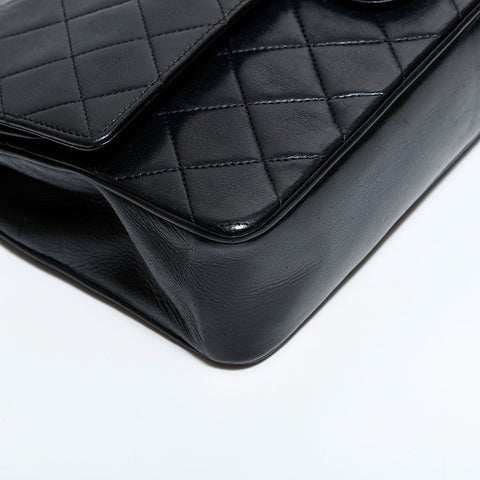 CHANEL Double Flap Matelasse Lambskin Timeless 9.8" Shoulder Bag black WS22291