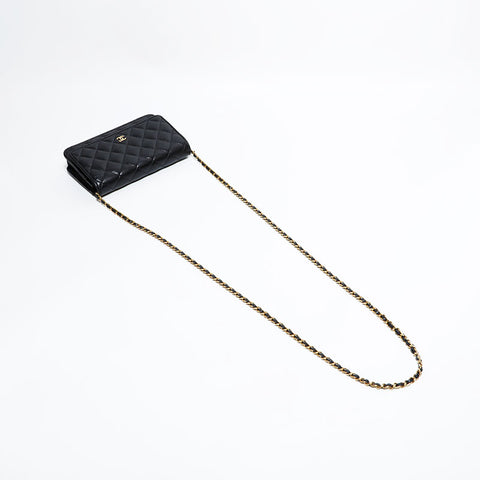CHANEL Caviar Matelassé Chain Wallet Shoulder Bag black WS22292