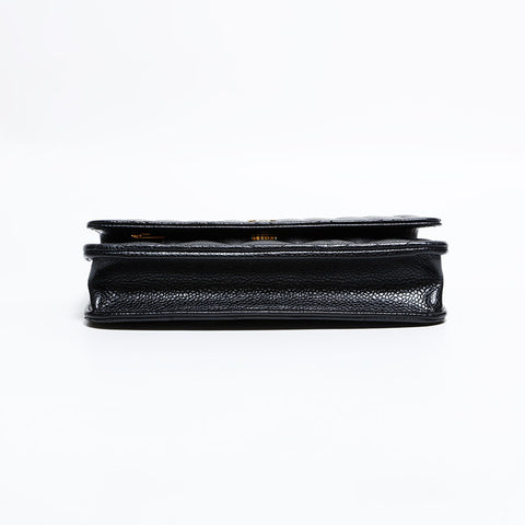 CHANEL Caviar Matelassé Chain Wallet Shoulder Bag black WS22292