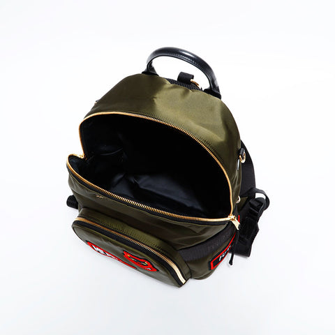 Miu Miu Nylon Cat Patch Tessuto Backpack Â· Daypack green WS22296